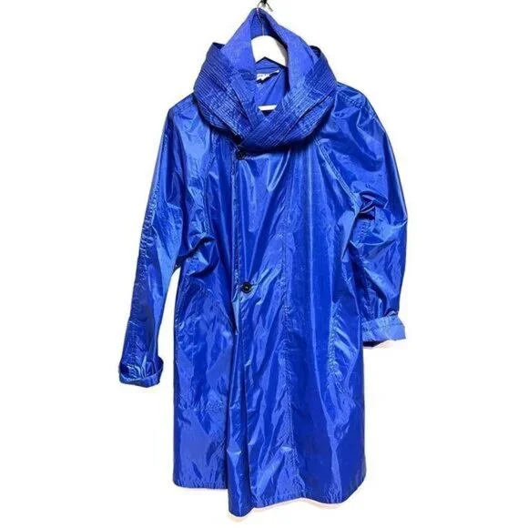 NWOT Maxime Zeaberg Chic Royal Blue Designer Raincoat Womens Sz - Picture 1 of 7